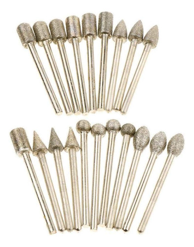 20pcs 0.118 in Diamond Point Burr Bits Head Para Dremel Set