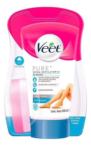 Crema Depilatoria Veet Pure Corporal De Ducha Piel Sensible