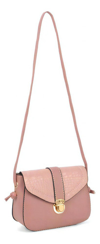 Bolsa Gash Feminina Transversal Com Textura Croco Cor Rosa