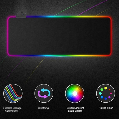 Imagen 5 de 10 de Mousepad Gamer Rgb Led Alfombrilla Mouse Tapete Usb 800x300