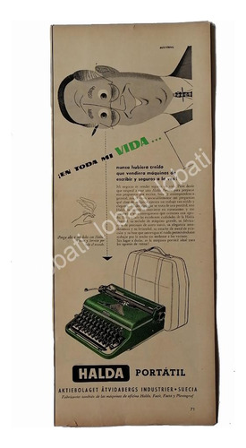 Cartel Vintage Maquinas De Escribir Halda Portatil 1950s /15