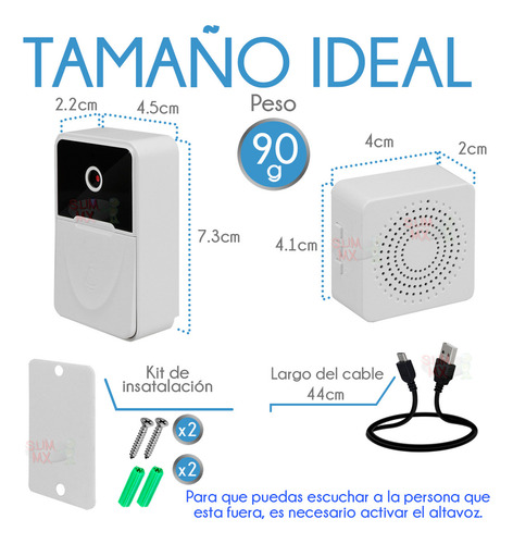 Timbre Inalámbrico Recargable Slim Company Con Cámara Y Visión Nocturna App Wifi 1 Transmisor 1 Receptor Videoportero Sistema De Seguridad Inteligente Para Puerta Con Vídeo Y Audio Doorbell Mirilla