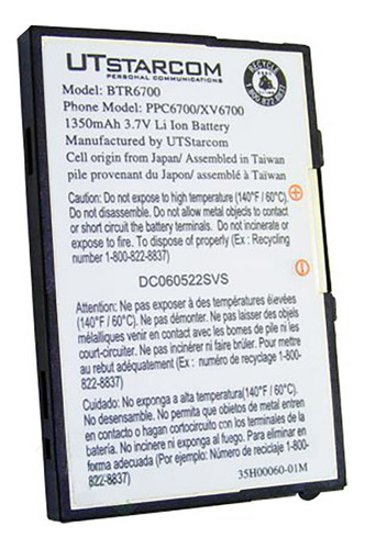 Bateria Original Htc Btr6700 Celulares Tytn Tyny 8525 Xv6700