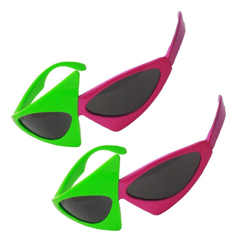 Fwefww 2 Gafas De Sol Asimétricas 80s Fiesta Rosa Y Verde Hip Hop