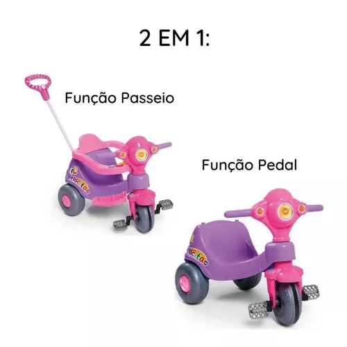 Triciclo Infantil Calesita Velocita - 2 em 1 - Pedal e Passeio com