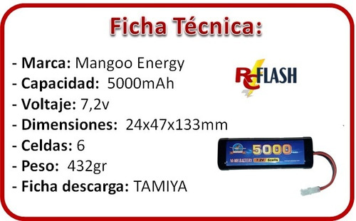 Batería Ni-mh Niquel Metal 7.2v 5000mah Auto Rc Radiocontrol