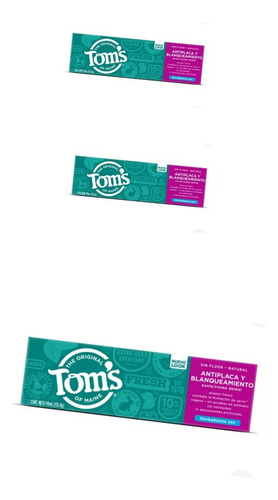 Toms Of Maine Crema Dental Antiplaca Blanqueadora 99ml 3pzs