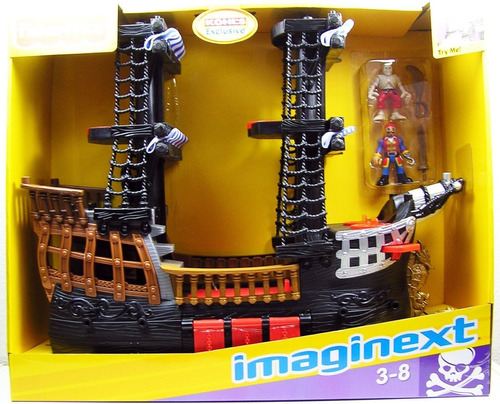 Precio Del Pescador Imaginext Barco Pirata Negro Y Rojo Con