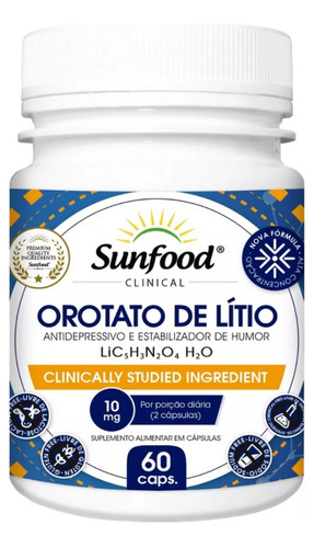 Orotato De Lítio 10mg P/porcion 60 Cápsulas - Sunfood