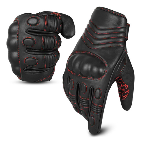 Aaasportx Guantes De Motocicleta De Cuero Para Hombre Con Fu