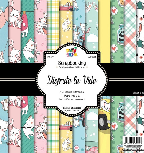 Imagen 4 de 10 de Papel Scrapbooking Estampado Decoración Álbum X 24u De 30x30