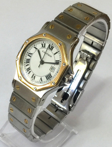 Elegante Cartier Santos Octagon 30mm Aço-ouro 18k Ref.: 2966