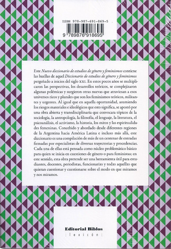 Nuevo Diccionario De Estudios De Género Y Feminismos Susana B. Gamba y Tania Díaz Editorial Biblos Lexicón