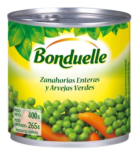 Zanahorias Enteras Y Arvejas Bonduelle 400 G. Origen Francia