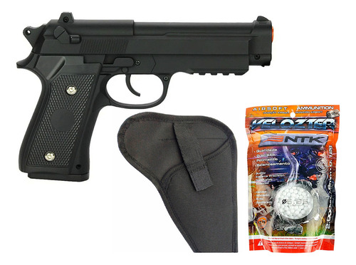 Pt92 Air Soft Arma Metal Vigor V22 Mola + 2000 Bbs + Coldre