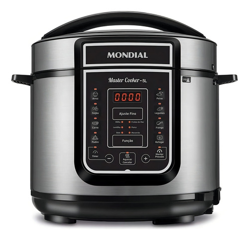 Panela Elétrica Mondial Pe-38 Inox 900w Digital 110v Inox E Preto 60hz