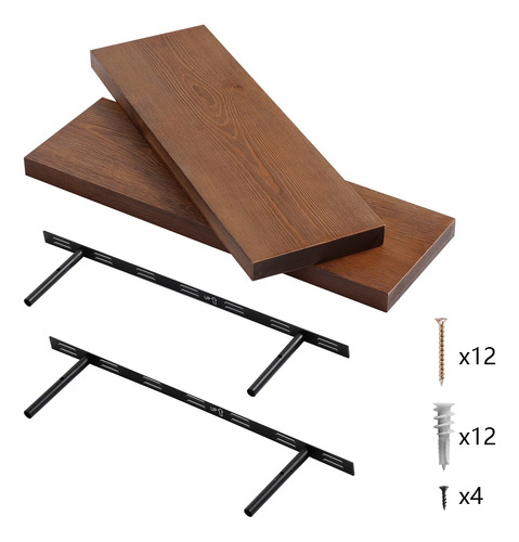 Juego De 2 Estantes Flotantes Welland Allen De Madera Recicl