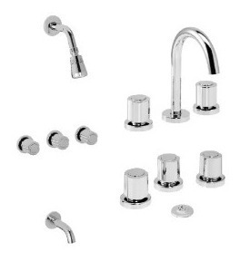 Set Baño Completo Sanitario Domani Griferias Y Accesorios