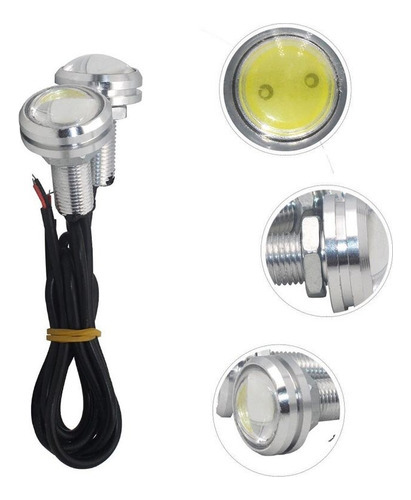 Ojo Aguila Led X2 Luz Blanco Auto Camioneta 23mm Universal