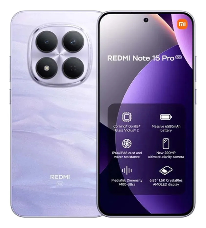 Celular Xiaomi Redmi Note 15 Pro 5g 256gb - Versão Global - Lilás