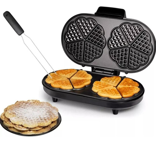 Waffle Maker Dupla Flor/coração 1200w Faz 10 Waffles 220v