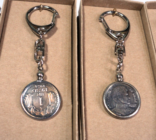Llavero Simil Moneda - Efecto Plata Antigua - Consistente Y De Excelente Calidad