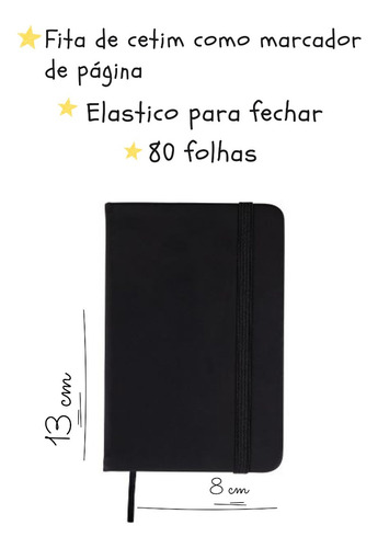 10 Mini Caderneta Tipo Moleskine C/ Pauta Emborrachada 12x7