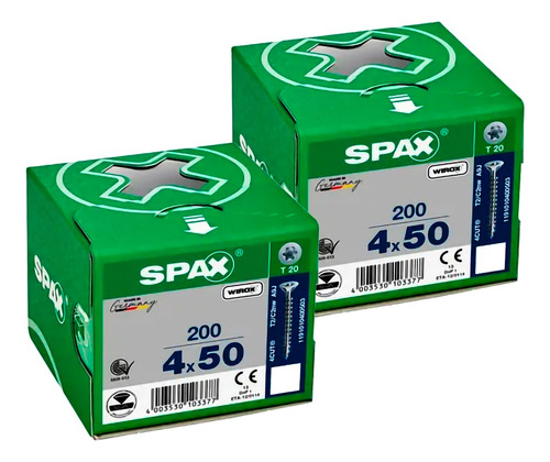 Paquete X2 Cajas De Tornillos Spax Para Madera 4x50 200pz 