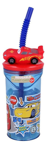 Vaso Rayo Mcqueen Cars 3d Tapa Sorbete 360ml Infantil Toyz Azul/rojo