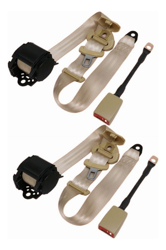 2 Set Kit Cinturón Seguridad Ajustable De 3 Puntos Retráctil