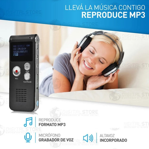 Imagen 5 de 10 de Grabador De Voz Periodista Mini Digital Microfono Sonido 8gb