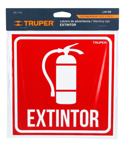 Letrero De Señalización Extintor , 19 X 19 Cm. Truper.