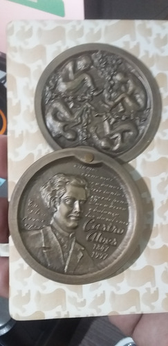 Medalha Dupla Castro Alves - 150 Anos Do Nascimento Raridade