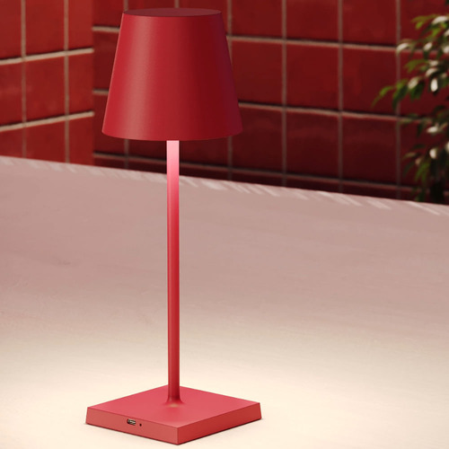 Luminária De Mesa Tina Interlight Abajur Sem Fio Vermelho