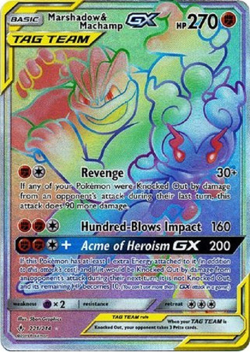 Marshadow & Machamp Gx 221/214 Hyper Raro Pokemon Tcg