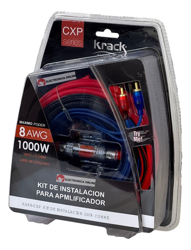 Kit De Instalacion Calibre 8 Krack Audio 100% Cobre Ofc 
