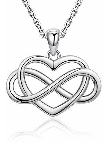 Collar - Infinity Love Heart Necklace - Sterling Silver Infi