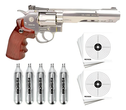 Revolver Pressão Rossi Wingun W702s 6  Cb386 2 Alvos E 5 Co2