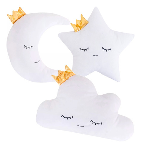 Almohada Para Bebe Set De 3 Luna Estrella Nube Chiqui Mundo