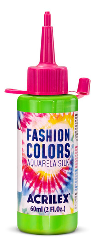 Tinta Aquarela Silk 60ml Acrilex - Fashion Colors Tie Dye Cor 510-verde Folha