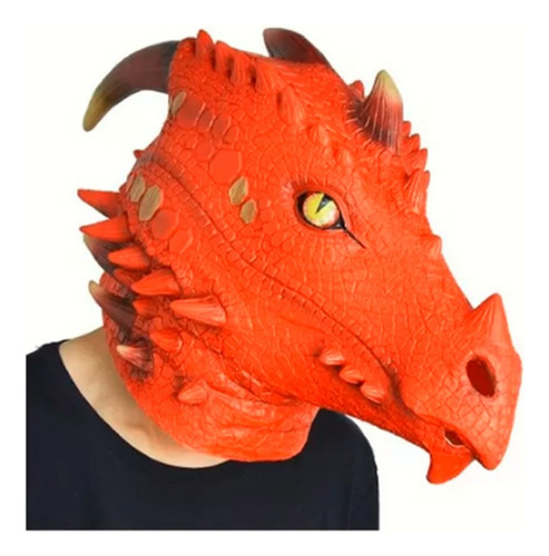 Mascara De Latex Dragon Rojo Cotillon Disfraz