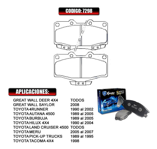 Imagen 2 de 3 de Pastillas De Freno Delantera Toyota Autana 4500 1989 #7298