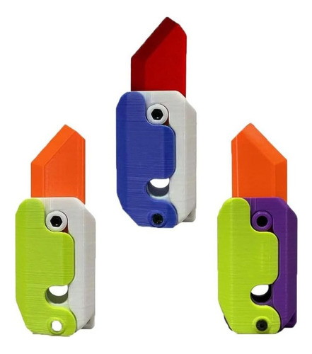 Kit 3 Faquinha Cenoura Faca Retrátil Anti Stress Fidget Toy