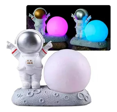Lámpara Astronauta Espanta Cuco Con Luz Led Decorativa Rgb