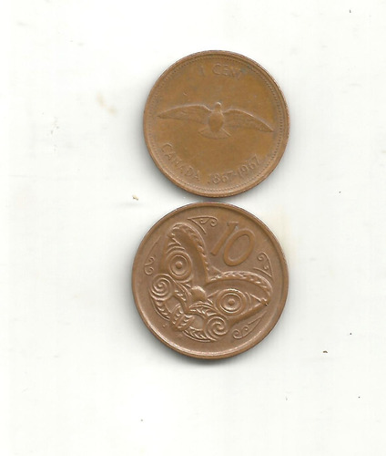 2 Monedas De Un Centavo Raras De Canada Reina Isabel Ll