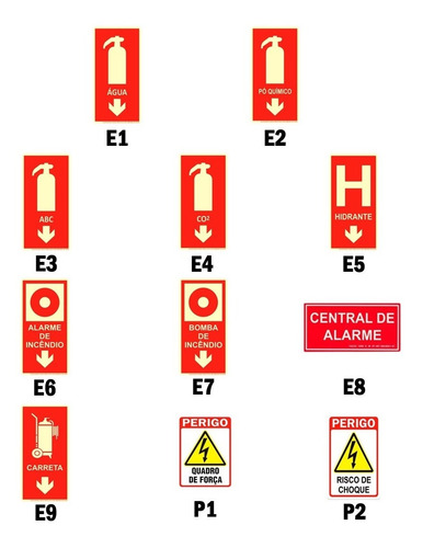 Kit 614 Placas A Escolha Combate A Incêndio E Rota De Fuga