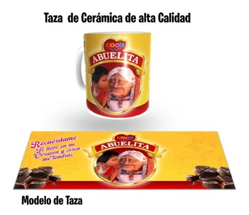 Taza Y Caja Para Regalo, Chocolate Para Abuelita Coco +envio