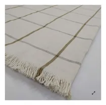 Comprar Cubrecama Manta Rústica 100% Algodón 1 1\u002F2 Plaza 150x170cm Cuadros Beige Cuadros