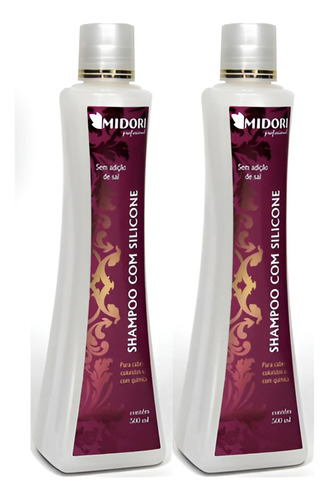 Kit C/ 2 Shampoo C/ Silicone 500 Ml  Midori Profissional