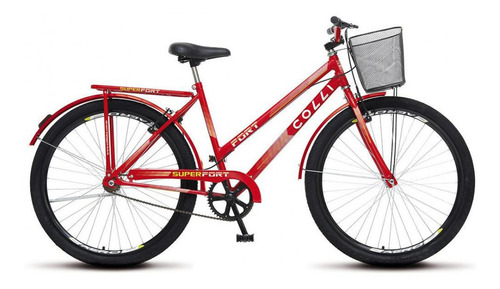 Bicicleta Aro 26 Fort Com Cesta Colli Cor Vermelho